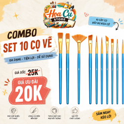 Set 10 chiếc cọ vẽ màu nước, cọ tô màu, cọ tô tượng, cọ tô tranh, cọ bản E1495